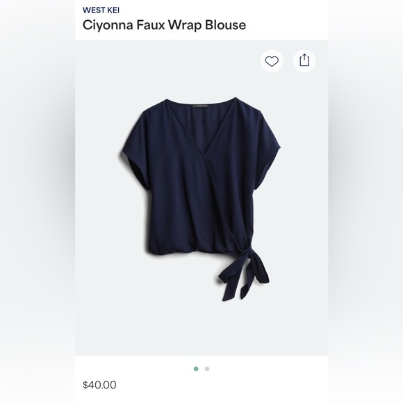 West Kei Ciyonna Faux Wrap Blouse in Navy - Picture 2 of 12